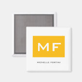 Aantrekkelijk Monogram Geel Wit Uw Naam Magneet (Voorkant / Achterkant)