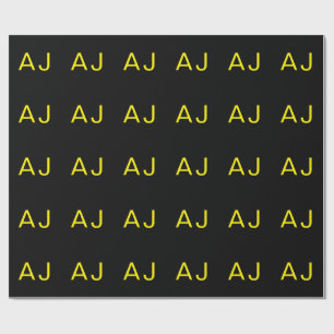 Aantrekkelijk Monogram Geel Zwart Modern Minimalis Cadeaupapier