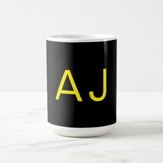 Aantrekkelijk Monogram Geel Zwart Modern Minimalis Koffiemok (Center)