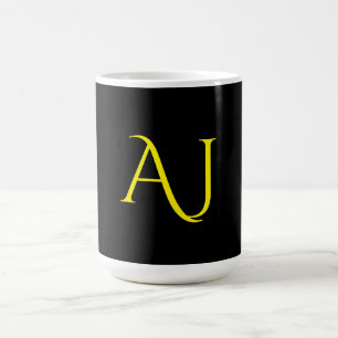 Aantrekkelijk Monogram Geel Zwart Modern Minimalis Koffiemok