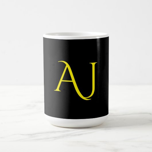 Aantrekkelijk Monogram Geel Zwart Modern Minimalis Koffiemok (Center)