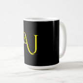 Aantrekkelijk Monogram Geel Zwart Modern Minimalis Koffiemok (Voorkant rechts)