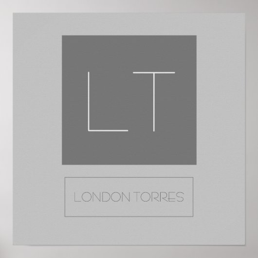 Aantrekkelijk Monogram Grijs Eenvoudig Poster (Voorkant)