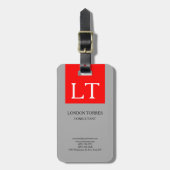 Aantrekkelijk Monogram Grijs Rood Wit Vlak Bagagelabel (Voorkant verticaal)