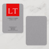 Aantrekkelijk Monogram Grijs Rood Wit Vlak Visitekaartje (Voorkant / Achterkant)