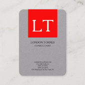 Aantrekkelijk Monogram Grijs Rood Wit Vlak Visitekaartje (Voorkant)