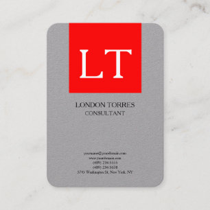 Aantrekkelijk Monogram Grijs Rood Wit Vlak Visitekaartje