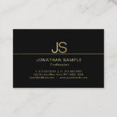 Aantrekkelijk Monogram Modern Elegant Zwart Goud L Visitekaartje (Achterkant)