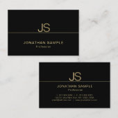 Aantrekkelijk Monogram Modern Elegant Zwart Goud L Visitekaartje (Voorkant / Achterkant)
