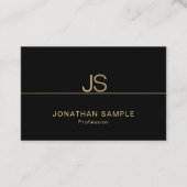 Aantrekkelijk Monogram Modern Elegant Zwart Goud L Visitekaartje (Voorkant)