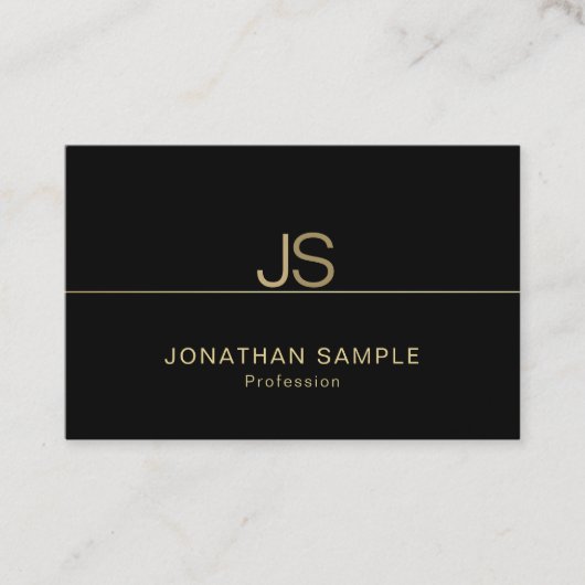 Aantrekkelijk Monogram Modern Elegant Zwart Goud L Visitekaartje (Voorkant)