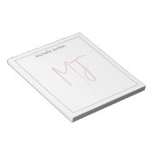 Aantrekkelijk Monogram Roze Wit Modern Minimalisti Notitieblok (Schuin)