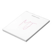Aantrekkelijk Monogram Roze Wit Modern Minimalisti Notitieblok (Linkerzijde)
