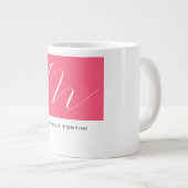 Aantrekkelijk Monogram Roze Wit Modern Plain Grote Koffiekop (Voorkant rechts)