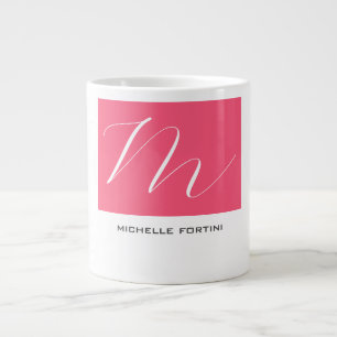 Aantrekkelijk Monogram Roze Wit Modern Plain Grote Koffiekop