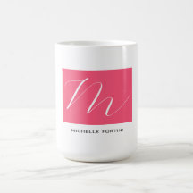Aantrekkelijk Monogram Roze Wit Modern Plain