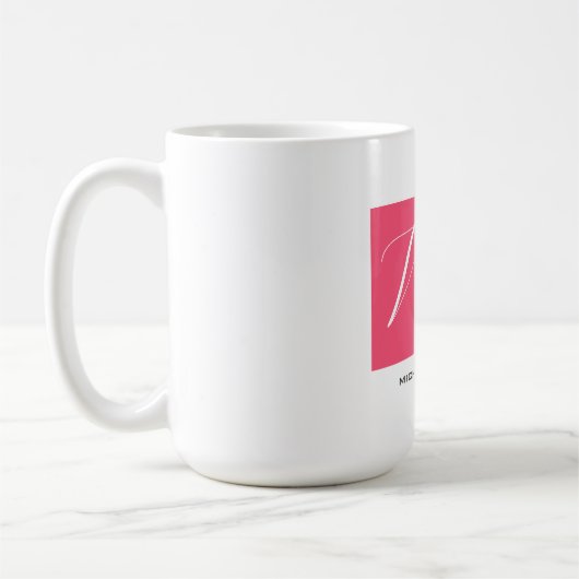 Aantrekkelijk Monogram Roze Wit Modern Plain Koffiemok (Links)