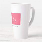 Aantrekkelijk Monogram Roze Wit Modern Plain Latte Mok (Rechterhoek)