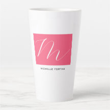 Aantrekkelijk Monogram Roze Wit Modern Plain