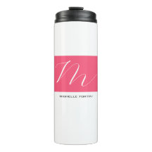 Aantrekkelijk Monogram Roze Wit Modern Plain