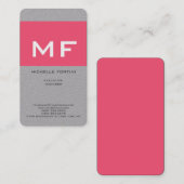 Aantrekkelijk Monogram Roze Wit Premium Grijs Visitekaartje (Voorkant / Achterkant)