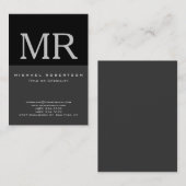 Aantrekkelijk Monogram Zwart Grijs Koel Visitekaar Visitekaartje (Voorkant / Achterkant)