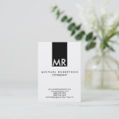 Aantrekkelijk Monogram Zwart Wit Eenvoudig Visitekaartje (Staand voorkant)