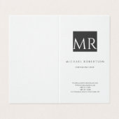 Aantrekkelijk Monogram Zwart Wit Modern Visitekaartje (Buitenkant ongevouwen)