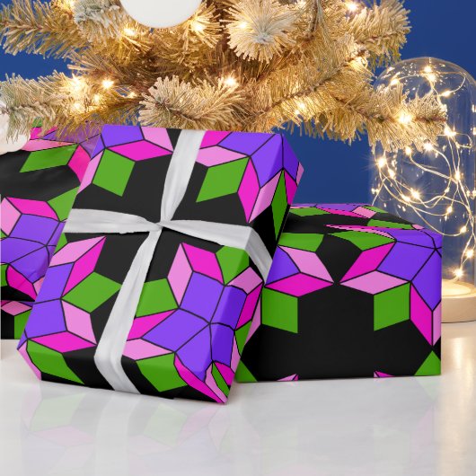 Aantrekkelijk ornament met abstracte violette bloe cadeaupapier (Feestdagen)