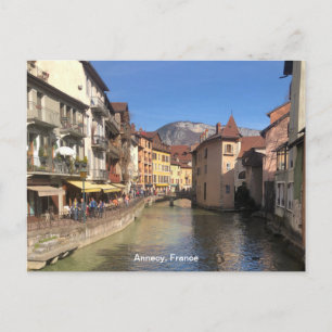 Aantrekkelijk rivier zicht op Annecy, Frankrijk op Feestdagenkaart