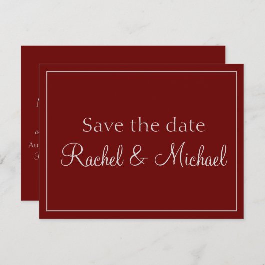 Aantrekkelijk Rood en Grijs Sla de datum op Aankondigingskaart (Voorkant / Achterkant)