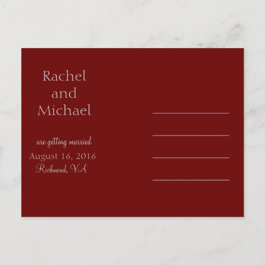 Aantrekkelijk Rood en Grijs Sla de datum op Aankondigingskaart (Achterkant)