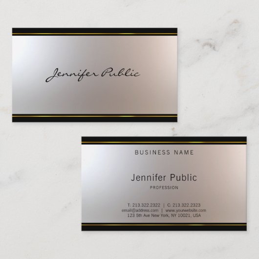 Aantrekkelijk script modern design Glamoureus Plai Visitekaartje (Voorkant / Achterkant)