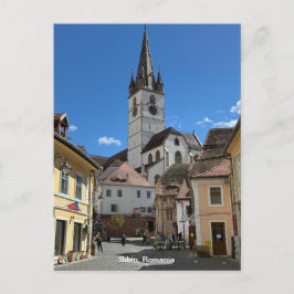 Aantrekkelijk uitzicht op Sibiu, Roemenië op een Feestdagenkaart