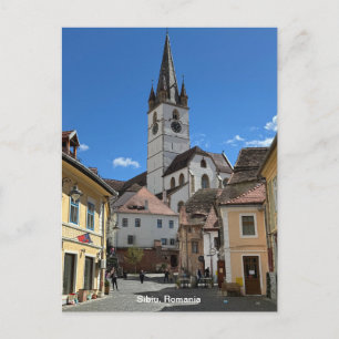 Aantrekkelijk uitzicht op Sibiu, Roemenië op een Feestdagenkaart