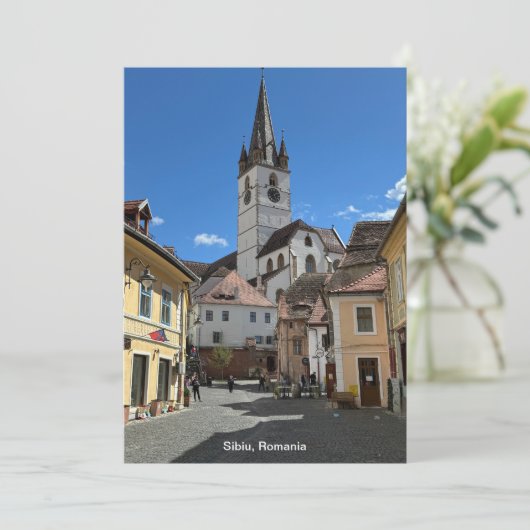 Aantrekkelijk Uitzicht van Sibiu, Roemenië op een Feestdagenkaart (Staand voorkant)