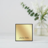 Aantrekkelijk vierkant script Glamor Black Gold Pl Vierkante Visitekaartje (Staand voorkant)