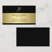 Aantrekkelijk zwart en goud monogram Plain Modern Visitekaartje (Voorkant / Achterkant)