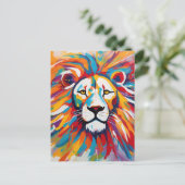 Aantrekkelijke abstracte schoonheidswitte leeuw briefkaart (Staand voorkant)