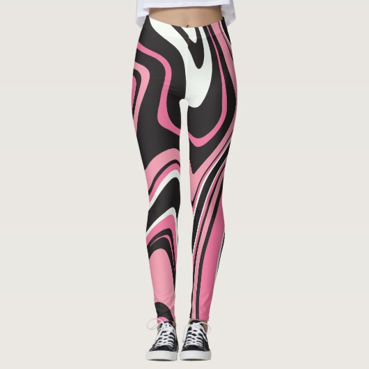 Aantrekkelijke agaat marmer l roze en zwart oefeni leggings (Voorkant)