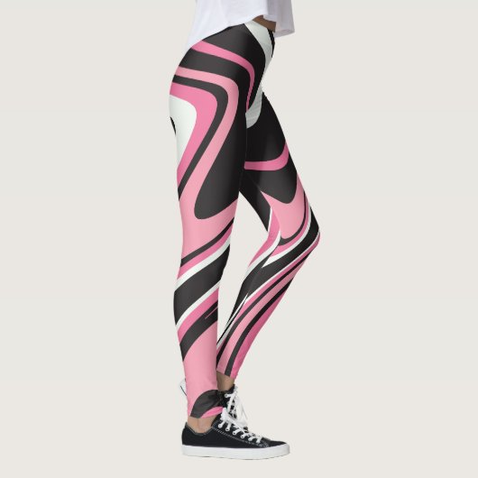 Aantrekkelijke agaat marmer l roze en zwart oefeni leggings (Rechts)