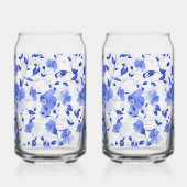 Aantrekkelijke blauwe bloemenprint kan glas set (Links)