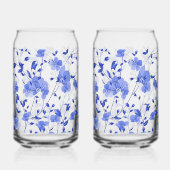 Aantrekkelijke blauwe bloemenprint kan glas set (Achterkant)