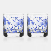 Aantrekkelijke Blauwe Bloemenprint Whiskey Glass S Whisky Glas (Rechts)