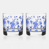 Aantrekkelijke Blauwe Bloemenprint Whiskey Glass S Whisky Glas (Links)