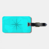 Aantrekkelijke Blauwgroen Wereldkaart met compass- Bagagelabel (Achterkant horizontaal)