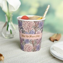 Aantrekkelijke bloemenkunstwerk Familiefeest perso Papieren Bekers