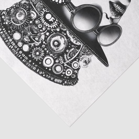 Aantrekkelijke Chic Steampunk Woman AC7 Decoupage Tissuepapier (Detail)