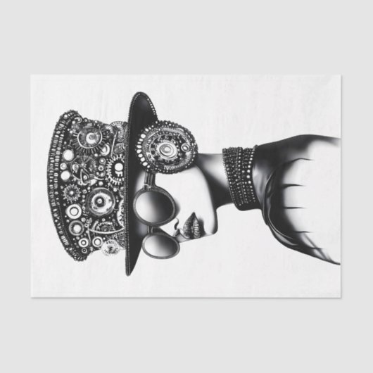 Aantrekkelijke Chic Steampunk Woman AC7 Decoupage Tissuepapier (Voorkant)