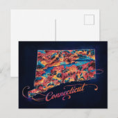 Aantrekkelijke Connecticut Map Illustratie Briefkaart (Voorkant / Achterkant)